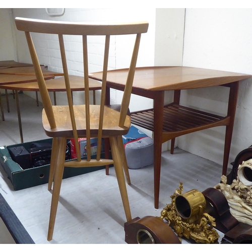 15 - Small vintage furniture, viz. a France and Son teak two tier occasional table, raised on turned, tap... 