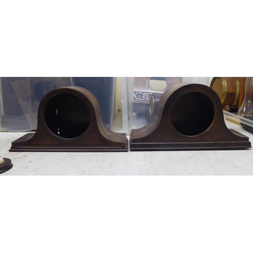 16 - Miscellaneous 19th and 20thC mantel clock cases: to include one, decoratively cast and gilded spelte... 