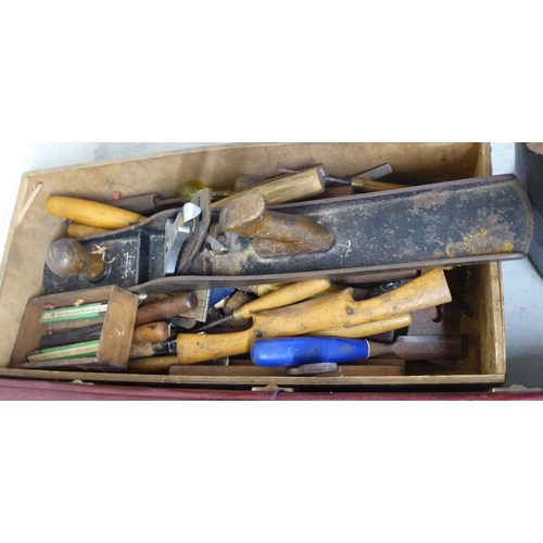 40 - A miscellany of power tools; and a selection of early 20thC and later handtools and DIY accessories