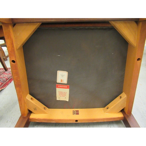 47 - A set of six G-Plan teak framed high back dining chairs with woven split cane panels and pink fabric... 