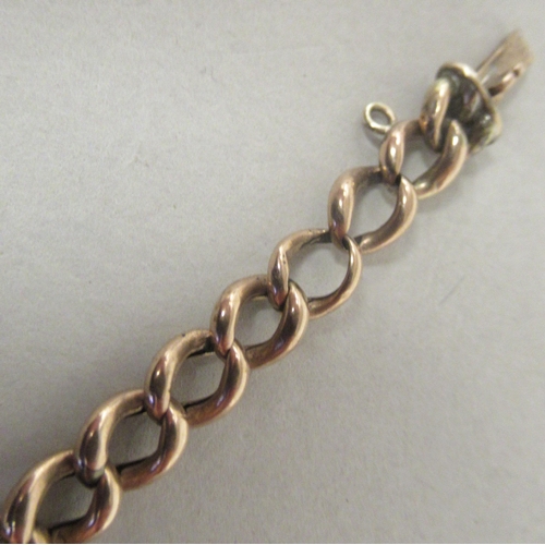 49 - A 9ct gold turquoise and pearl set charm link bracelet, on a bayonet clasp