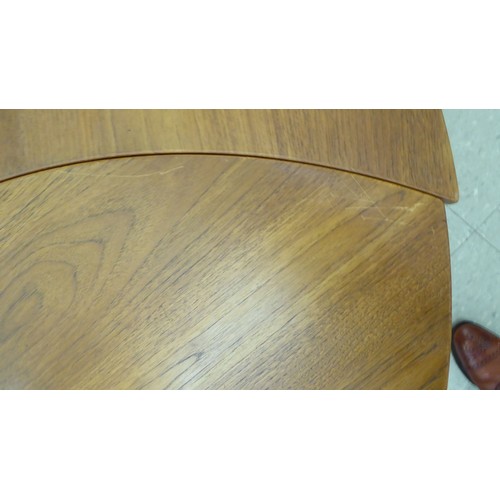 12 - A set of six 1960s Peter Hvidt & Olga Molgaard, pinwheel teak occasional tables, each raised on ... 