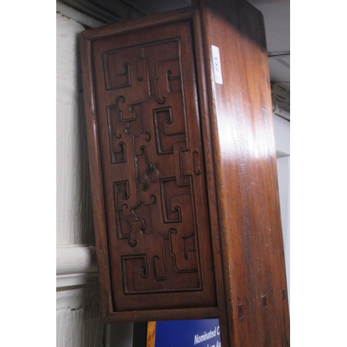 132 - An early 20thC Chinese fruitwood shelf, incorporating two drawers  6