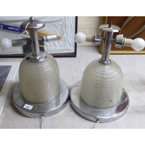 166 - A pair of modern Art Deco style chromium plated and glass beehive design table lamps  15