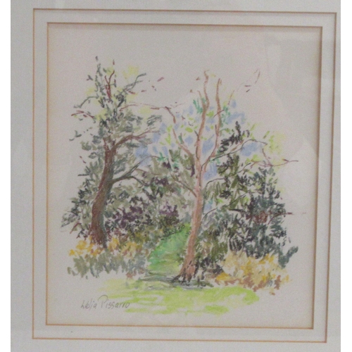 167 - Lelia Pissarro - 'Kew Garden Avec David'  mixed media  bears a pencil signature  6.5