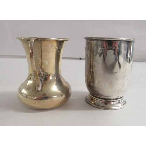 175 - A silver beaker; and a silver cream jug  mixed marks