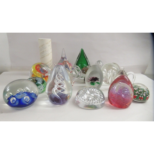 19 - Glass, ornaments and paperweights: to include an Isle of Wight glass cylindrical vase  5