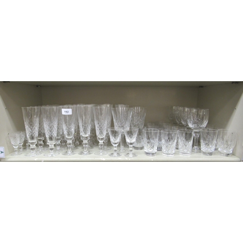 192 - Glassware: to include a set of twenty Stuart Crystal Champagne flutes