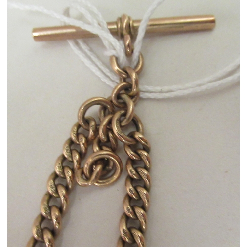 212 - A 9ct gold Albert pocket watch chain on a T-bar