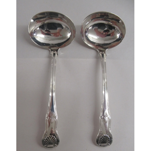 224 - A pair of George III silver Kings pattern soup ladles  London 1817