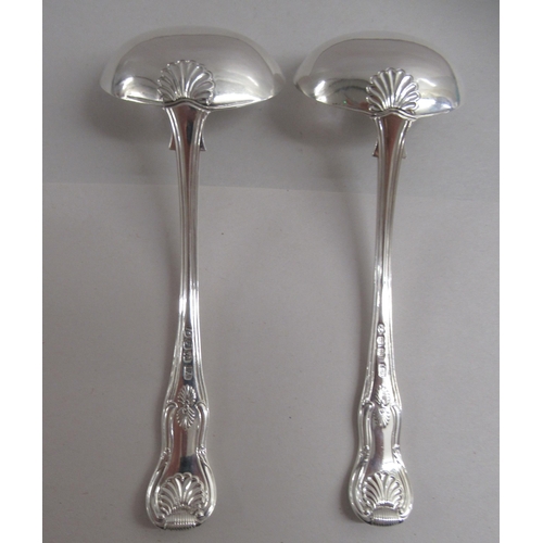 224 - A pair of George III silver Kings pattern soup ladles  London 1817