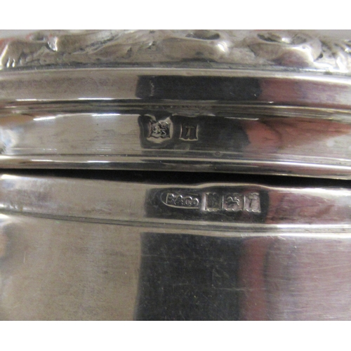 229 - Silver collectables: to include a round ring box with an embossed, hinged lid  Birmingham 1968  3.5