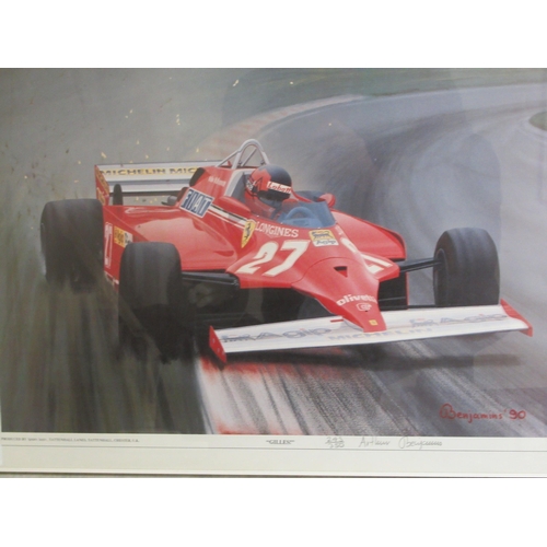 25 - After Arthur Benjamins - 'Gillies'  an F1 themed Limited Edition 243/350 coloured print  bears a pen... 