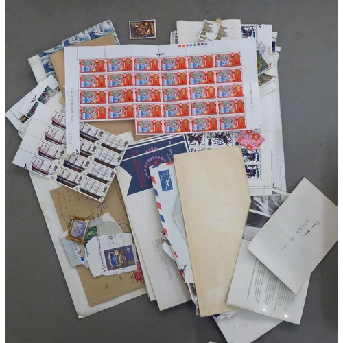 252 - Pre-decimal coins and uncollated postage stamps: to include mint sheets and seven ten shilling notes... 