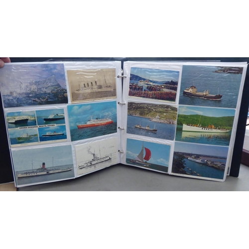 272 - Two albums containing uncollated postcards: to include steam liners, seaside towns and Scottish exam... 