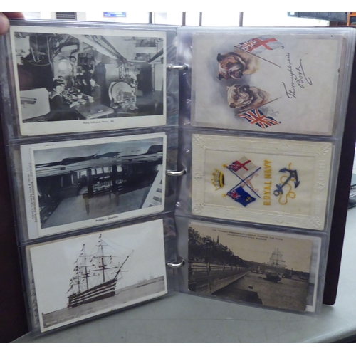 272 - Two albums containing uncollated postcards: to include steam liners, seaside towns and Scottish exam... 