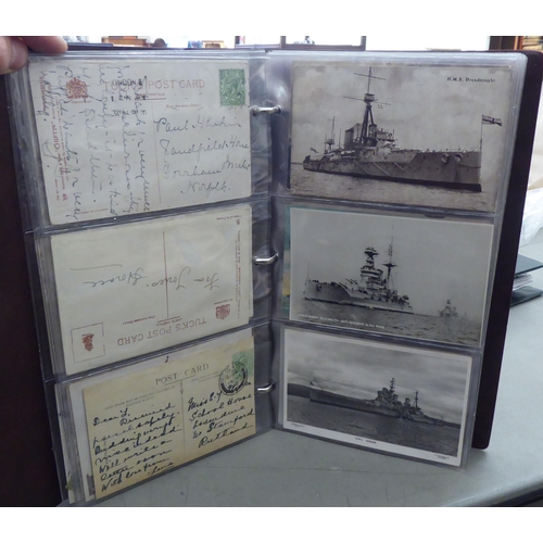 272 - Two albums containing uncollated postcards: to include steam liners, seaside towns and Scottish exam... 