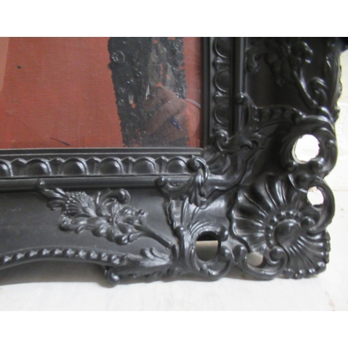 28 - A modern black painted antique inspired moulded frame  27