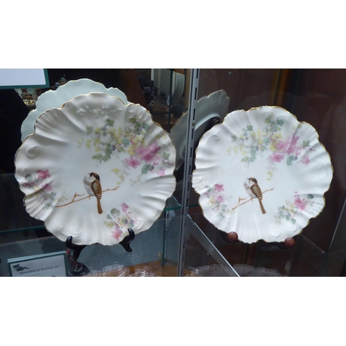 3 - Decorative ceramics: to include a pair of late 19thC Limoges porcelain, wavy edged plates, decorated... 