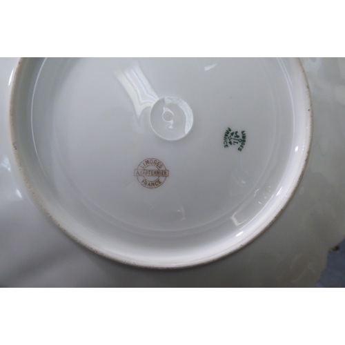 3 - Decorative ceramics: to include a pair of late 19thC Limoges porcelain, wavy edged plates, decorated... 