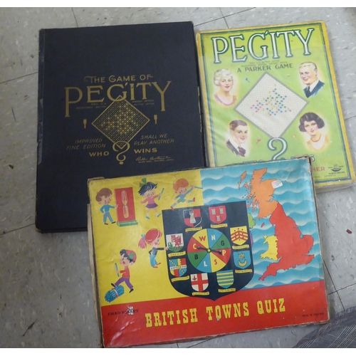 357 - Vintage board games: to include Ludo; Football; I-Spy; Peg'ity; and British Towns Quiz  (Completenes... 