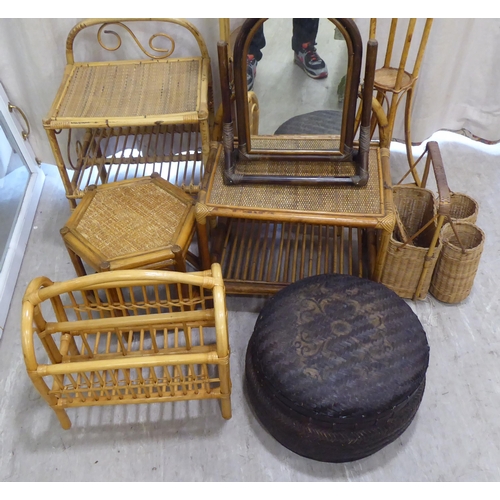 366 - 20thC woven cane furniture: to include a three tier plant stand  42