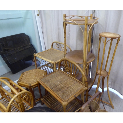 366 - 20thC woven cane furniture: to include a three tier plant stand  42