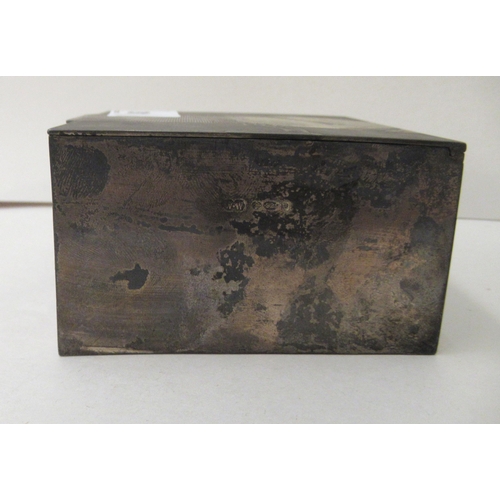 391 - An RAF officers mess silver coloured metal cigarette box  stamped 925  4