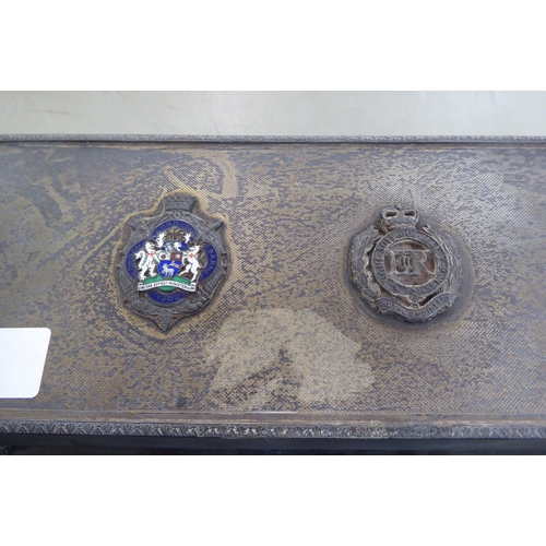 398 - A silver cigarette box engraved 'London Borough of Barnet Presented to the Corps of Royal Engineers ... 