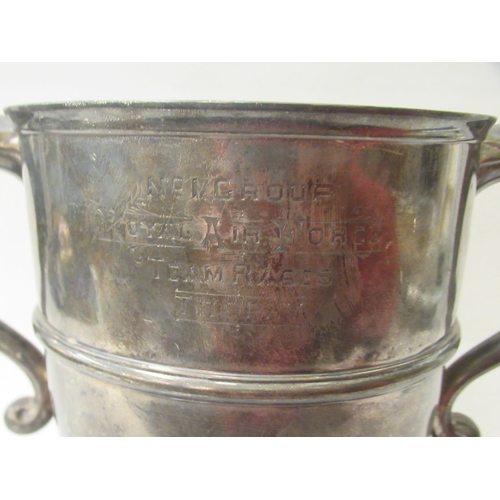 400 - A silver twin handled pedestal trophy  engraved 'No.1 Group Royal Air Force Team Racers Winner'  Lon... 