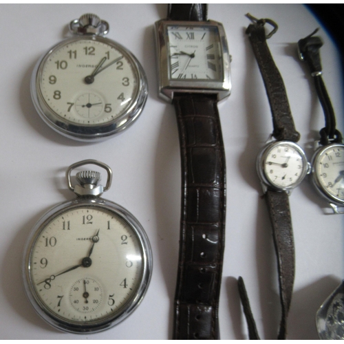 47 - Watches and silver items: to include a chainmail purse and a gold plated stainless steel cased Enica... 