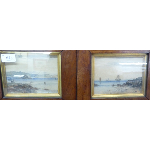 62 - Four framed, similar late 19thC coastal landscapes  watercolours  mainly 4