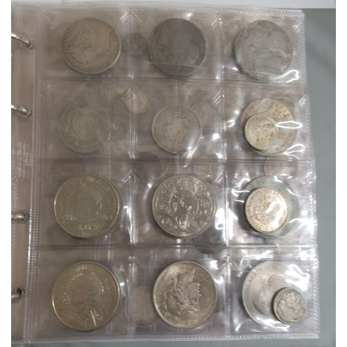 65 - An album coin collection, mainly George III to Queen Elizabeth II, featuring crowns, shillings and f... 