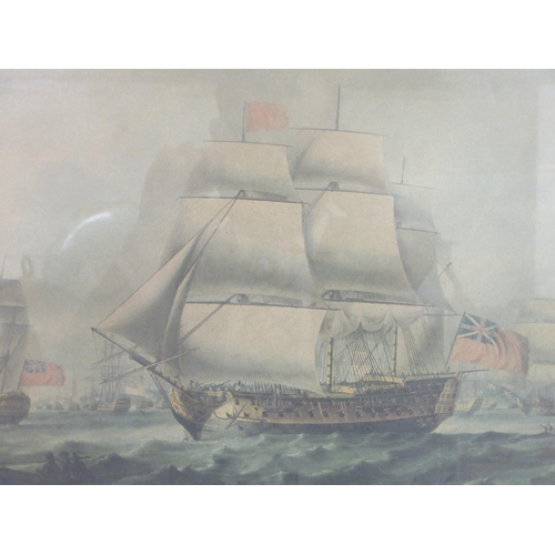 71 - 'HMS Victory leaving Spithead 1791'  coloured print  13