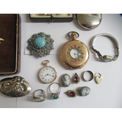 72 - 20thC items of personal ornament and pocket watches: to include a Trifari brooch; and a gold plated ... 