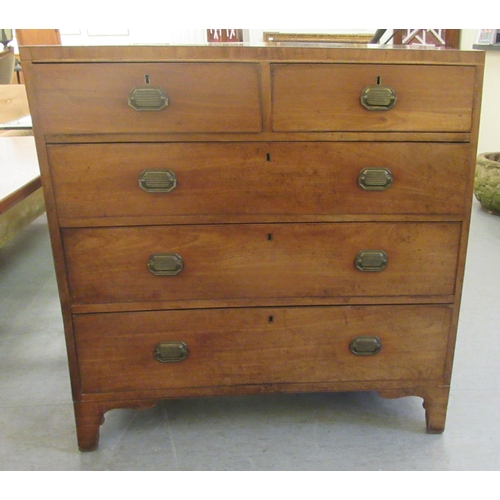 76 - A 19thC mahogany dressing chest with two short/three graduated long lockable drawers with brass bail... 