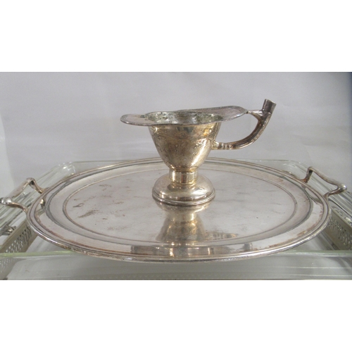 9 - Silver plated tableware: to include a rectangular piecrust bordered tray  11