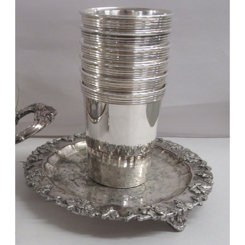 9 - Silver plated tableware: to include a rectangular piecrust bordered tray  11