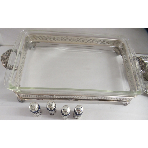 9 - Silver plated tableware: to include a rectangular piecrust bordered tray  11