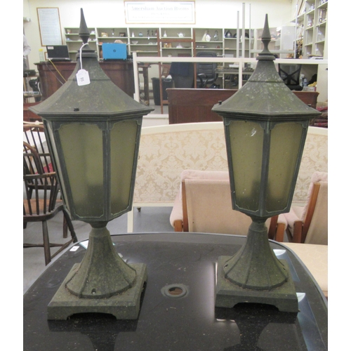 95 - A pair of 20thC painted galvanised metal lanterns  30