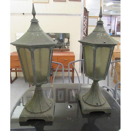 95 - A pair of 20thC painted galvanised metal lanterns  30