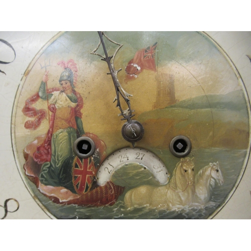 220 - A 19thC oak longcase clock; the 8 day movement faced by a painted Arabic dial, inscribed 'Nicholson ... 