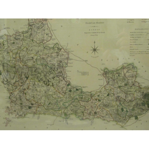 297 - 'Mogg's Twenty Four Miles Round London'  a coloured map, published January 1st 1812 with attend... 