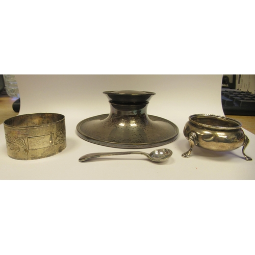 19 - Silver collectables: to include a Capstan design inkwell with a hinged lid  Birmingham 1913