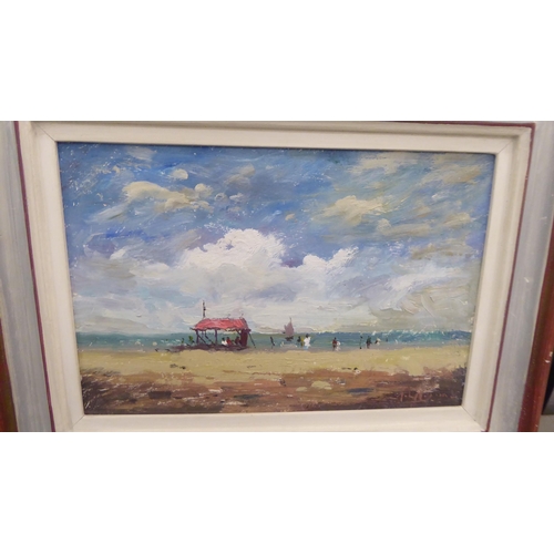 2 - John Ambrose - a seaside scene  oil on panel  bears a signature  8