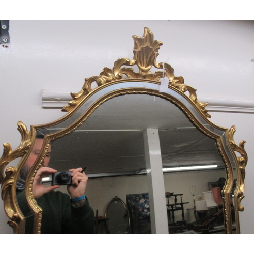 291 - A modern mirror, the arched plate with separate margin slips, set in an ornate gilt frame  42