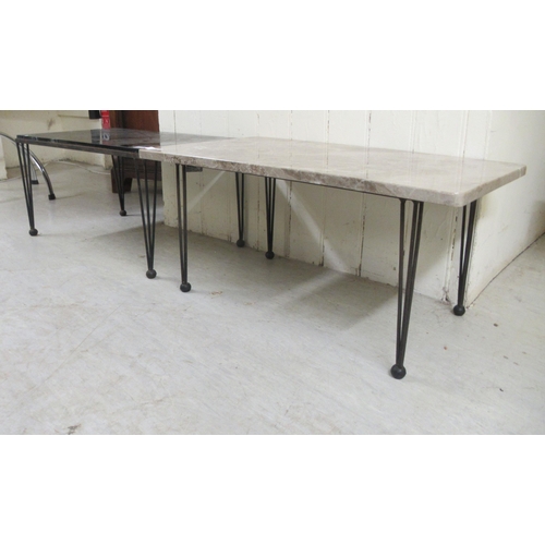 297 - Two similar 1960s/1970s metal wire framed occasional tables with marble/stone tops  13