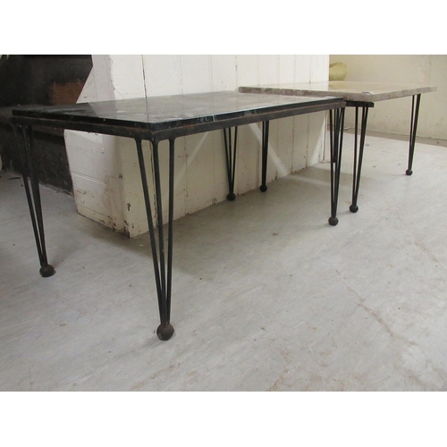 297 - Two similar 1960s/1970s metal wire framed occasional tables with marble/stone tops  13