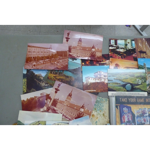 310 - Printed collectables, comprising postcards, football and Pokemon cards