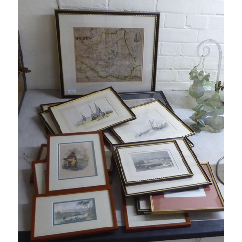 312 - Framed pictures: to include a prospect of Newark Castle  8.5